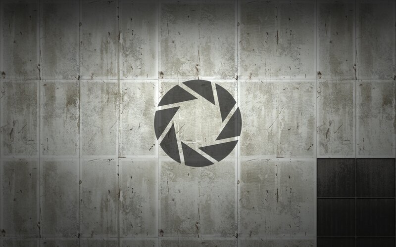 Aperture Logo on Wall — Gray, Dramatic, Digital Art, Tiles