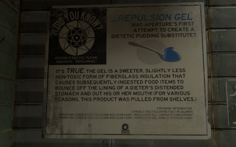 Aperture Science fact placard