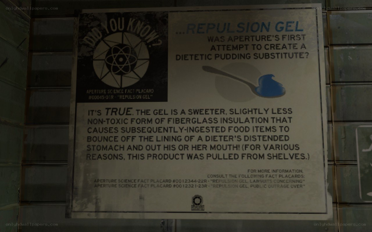 Aperture Science fact placard