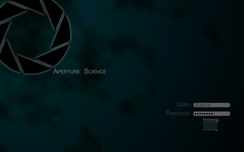 Aperture Science login screen