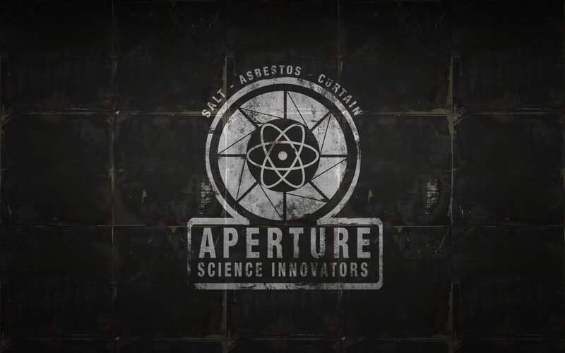 Aperture Science Logo — Black, Dark, Digital Art, Atom Symbol
