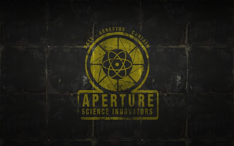 Aperture Science Logo — Black, Dramatic, Digital Art
