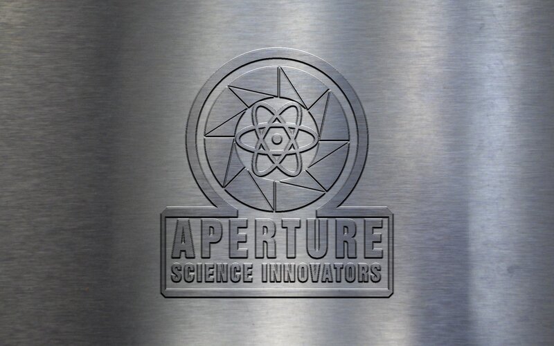 Aperture Science Logo — Gray, Industrial, Digital Art