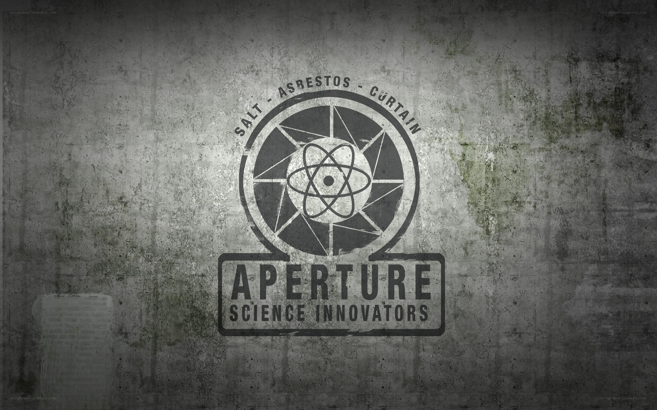 Aperture Science logo on concrete wall