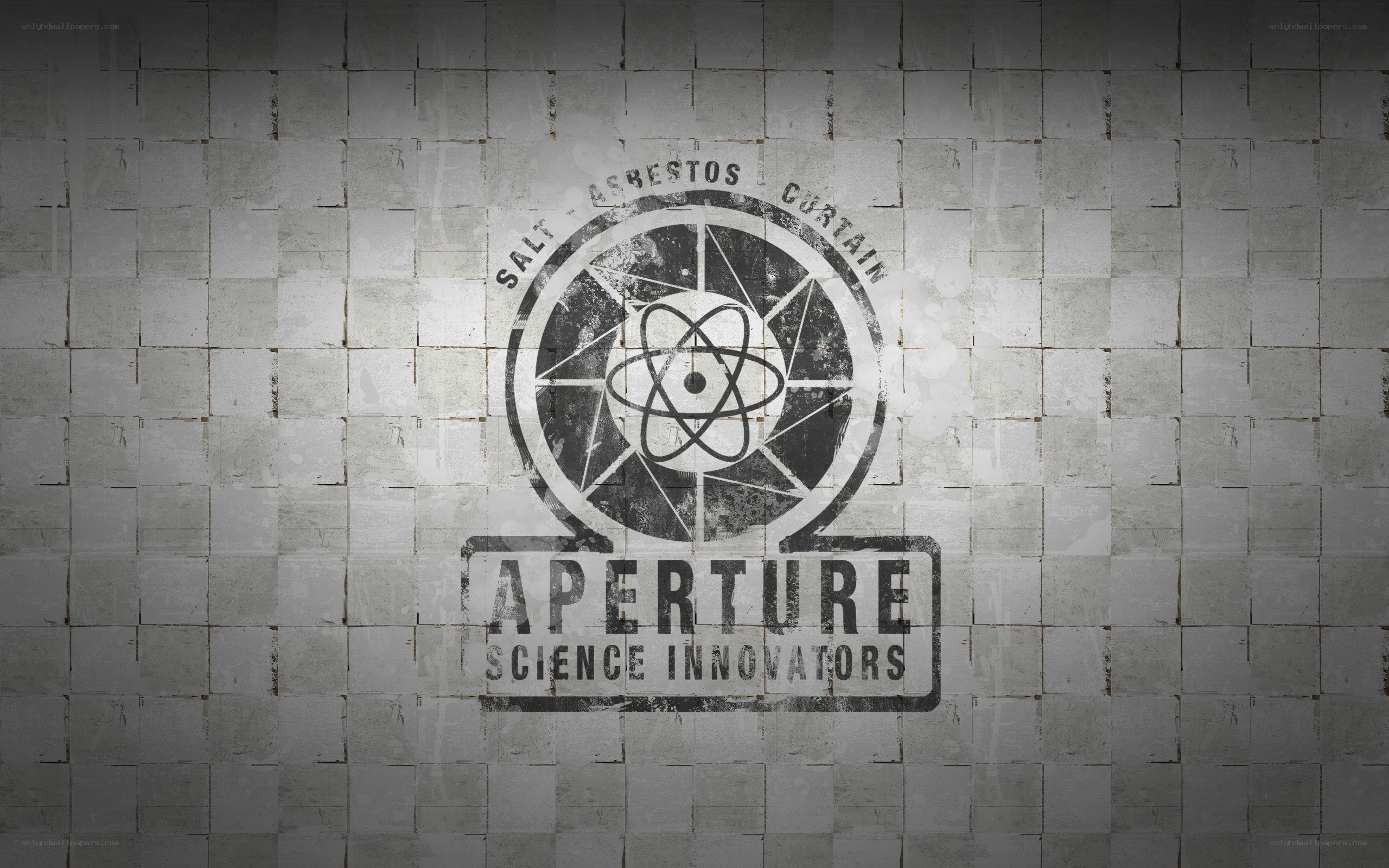 Aperture Science logo on tiled wall