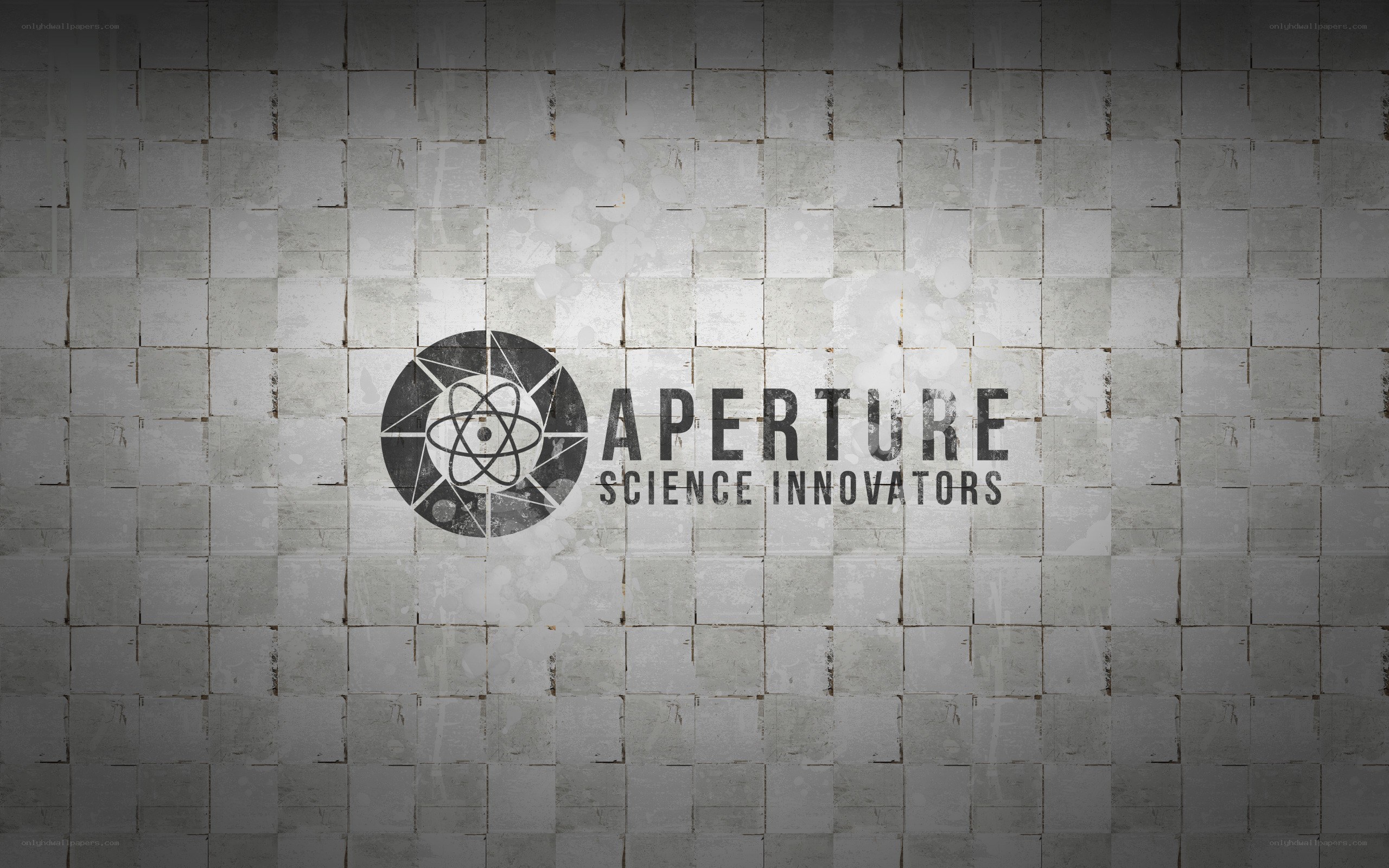 Aperture Science logo on tiled wall