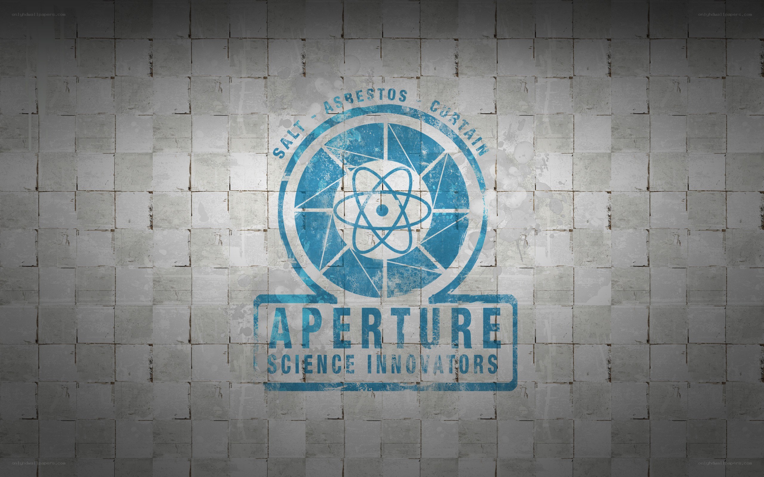 Aperture Science logo on tiled wall