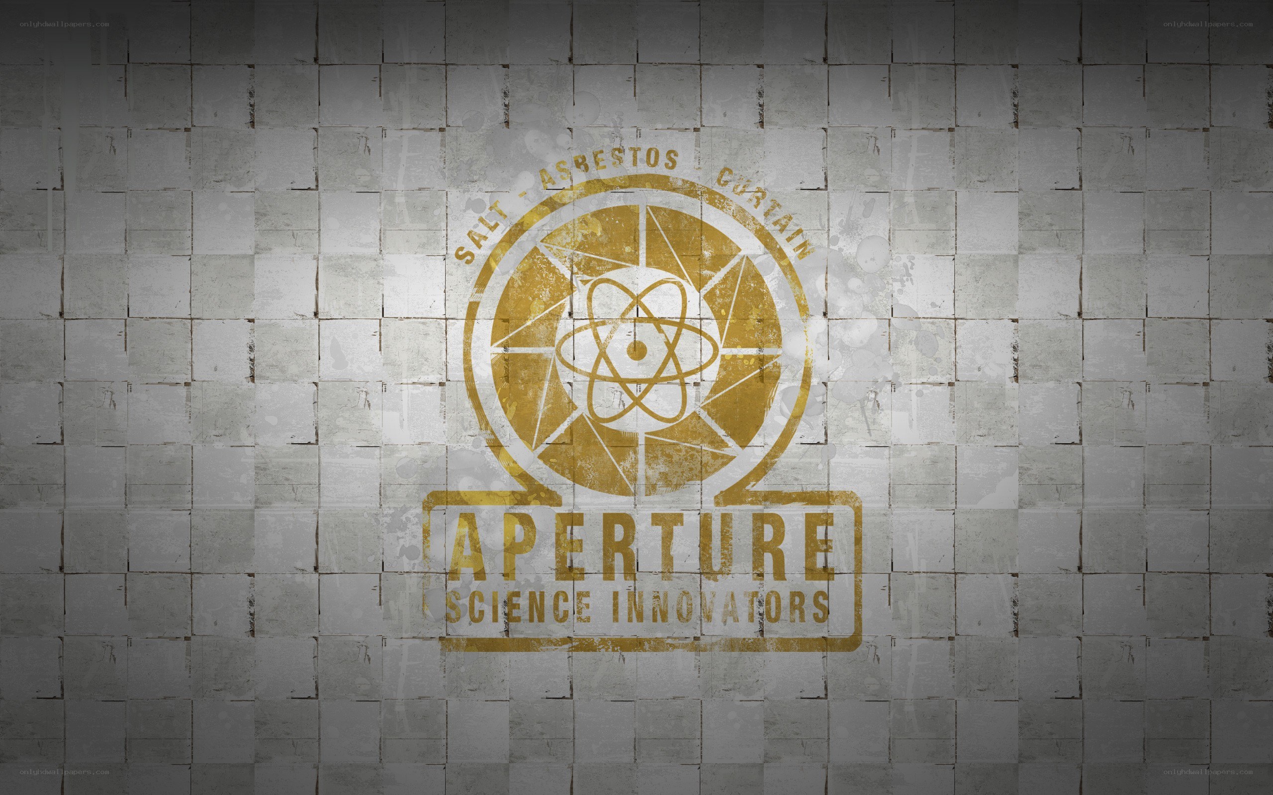 Aperture Science logo on tiled wall