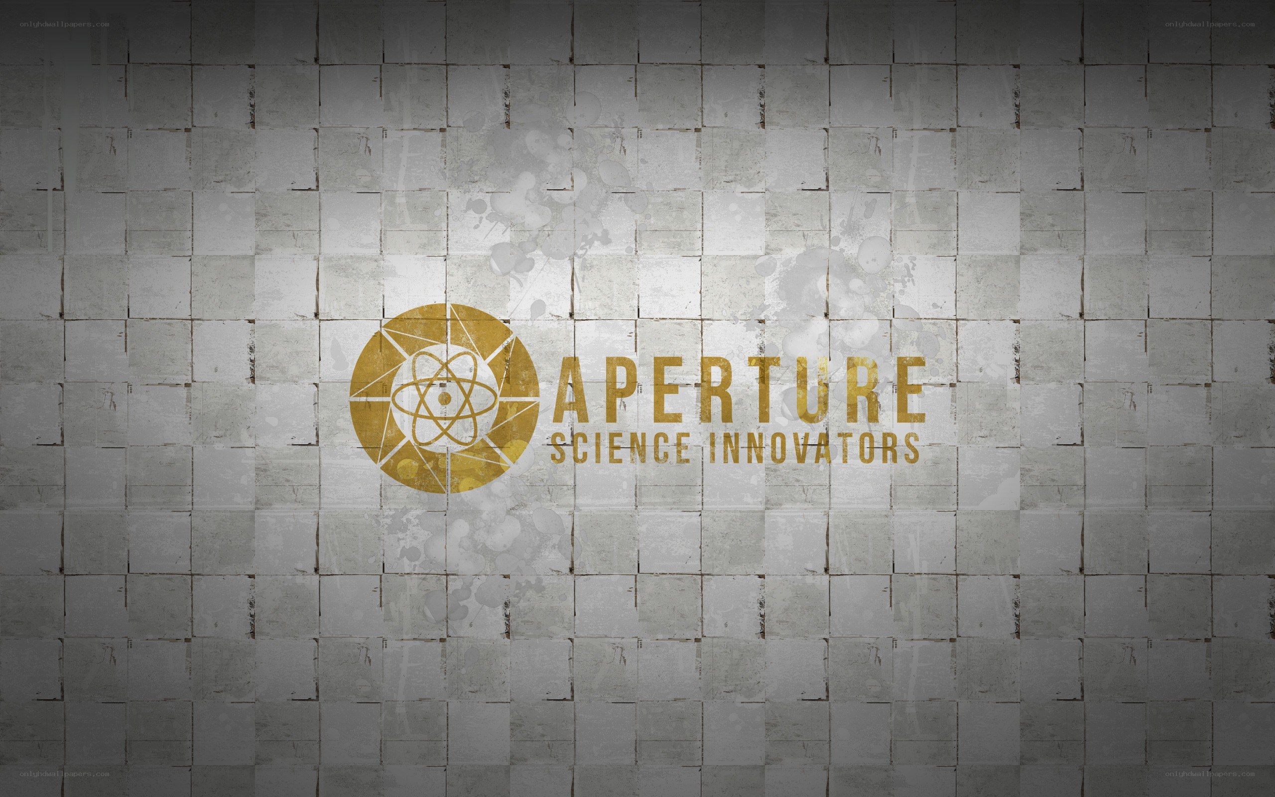 Aperture Science logo on tiled wall