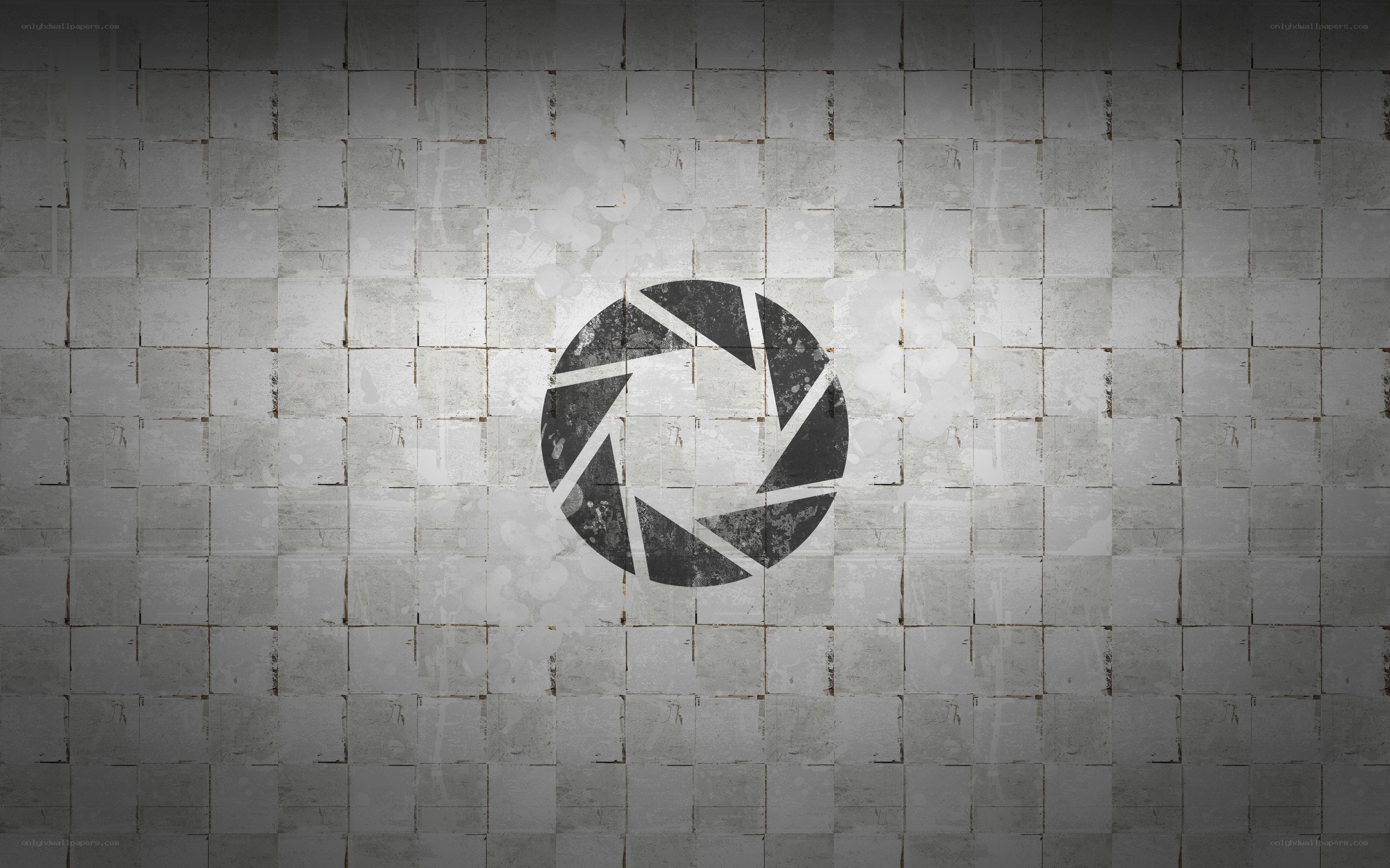 Aperture Science logo on tiled wall