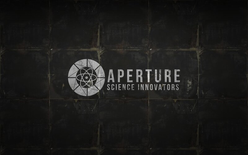 Aperture Science logo on wall