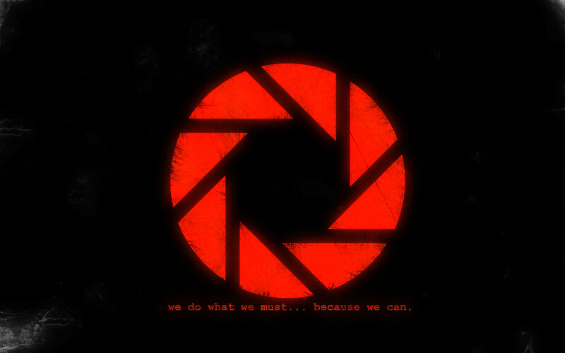 Aperture Science logo with slogan