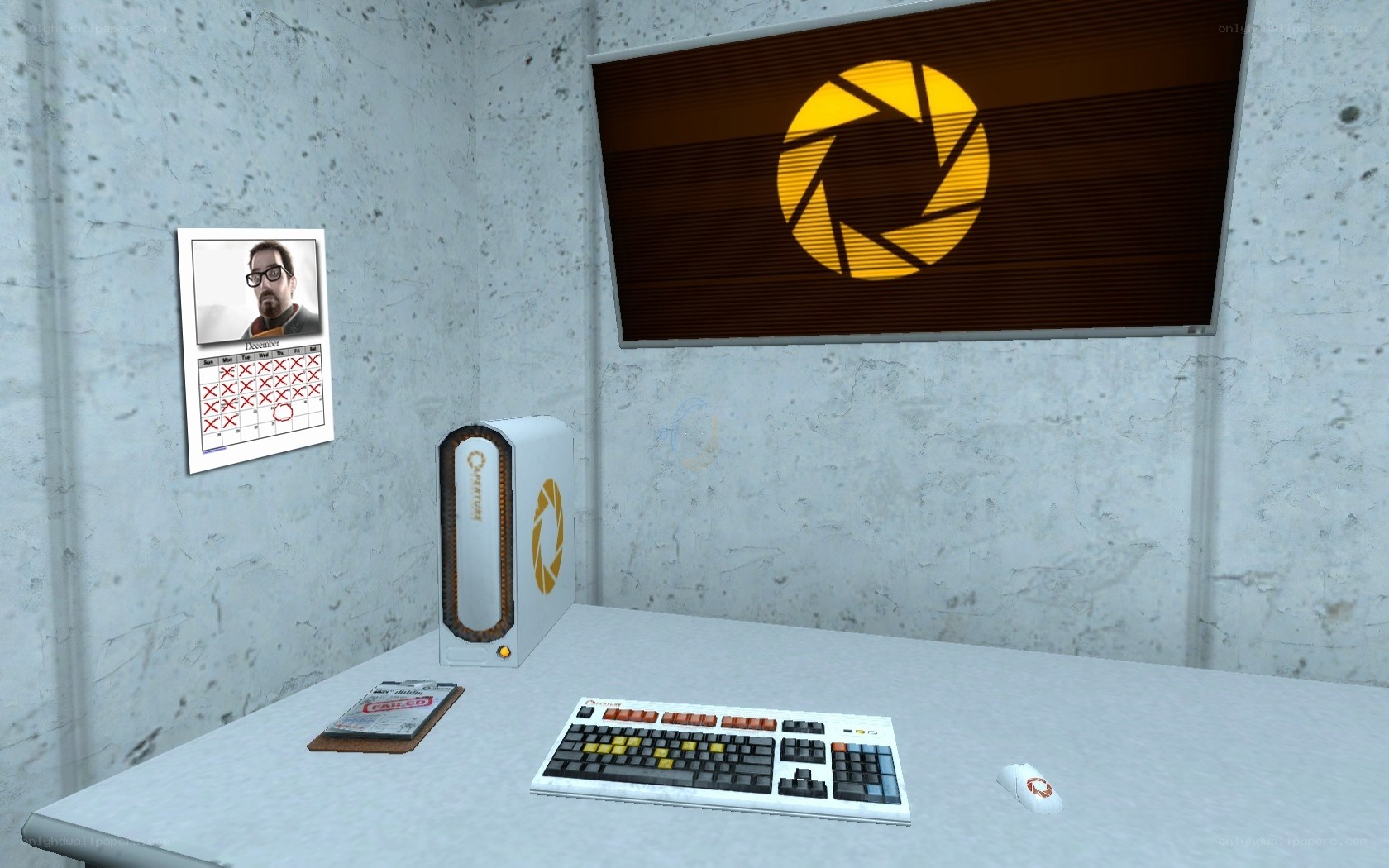 Aperture Science office desk
