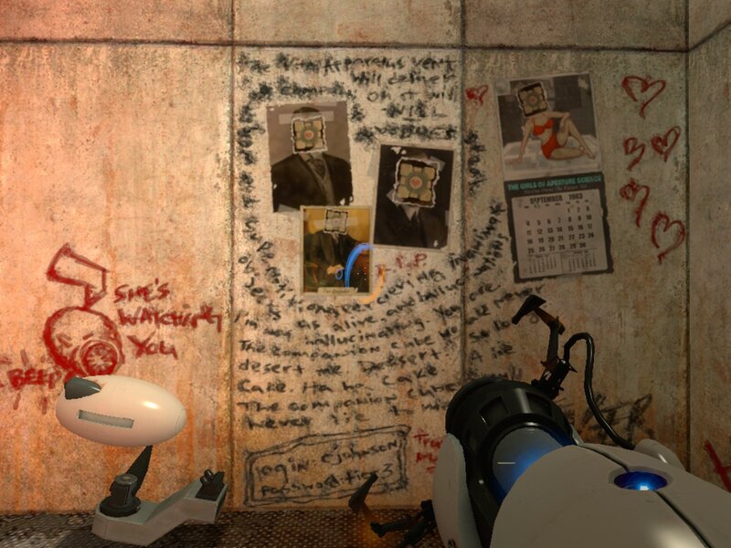 Aperture Science wall graffiti