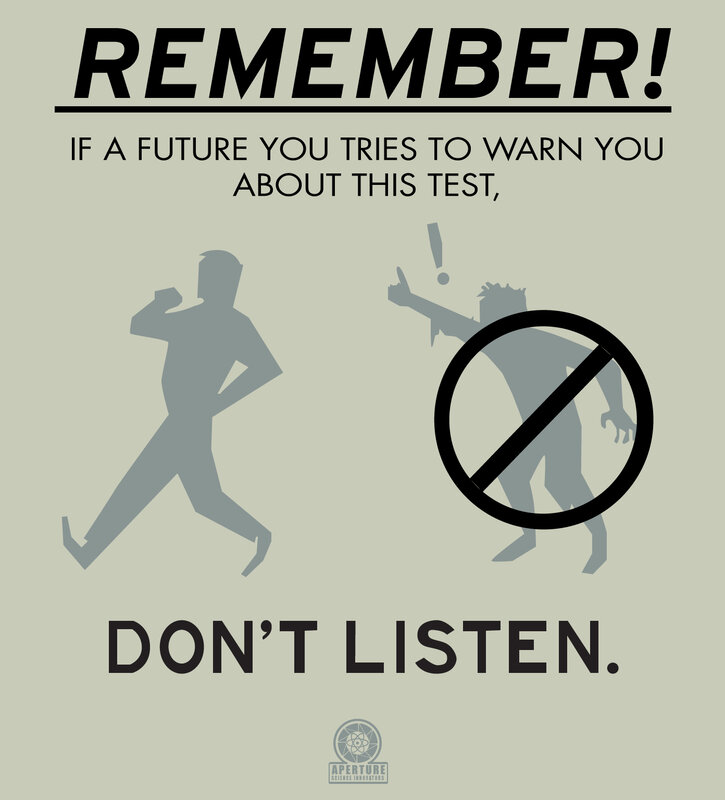 Aperture Science warning sign