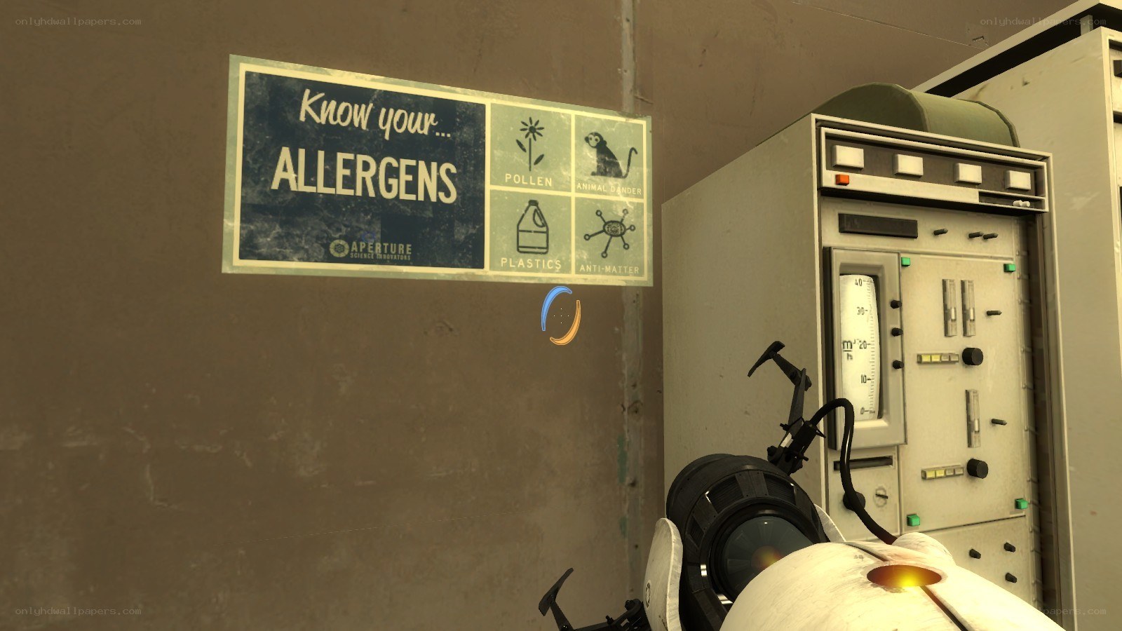 Aperture sign in game scene