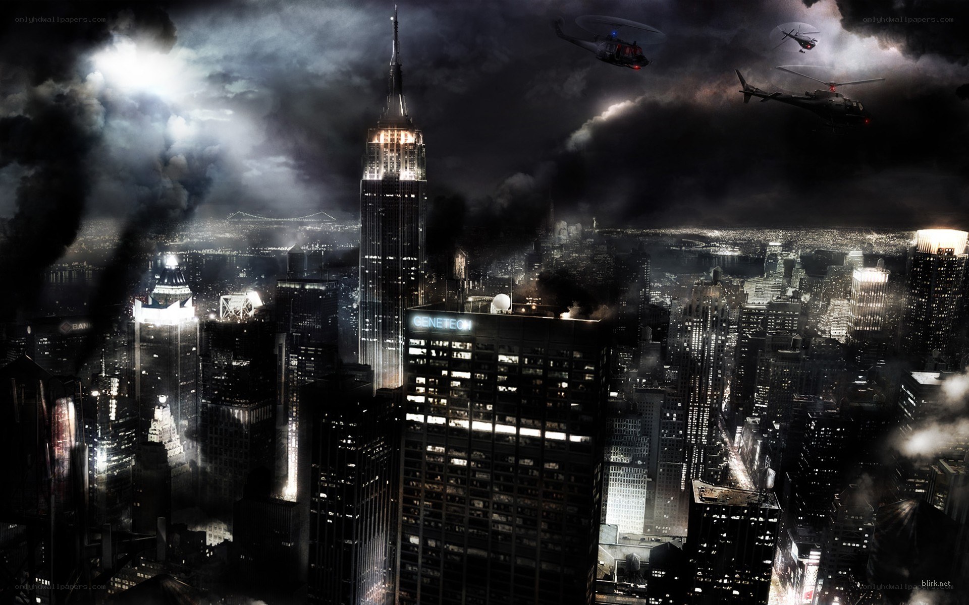 apocalyptic city at night