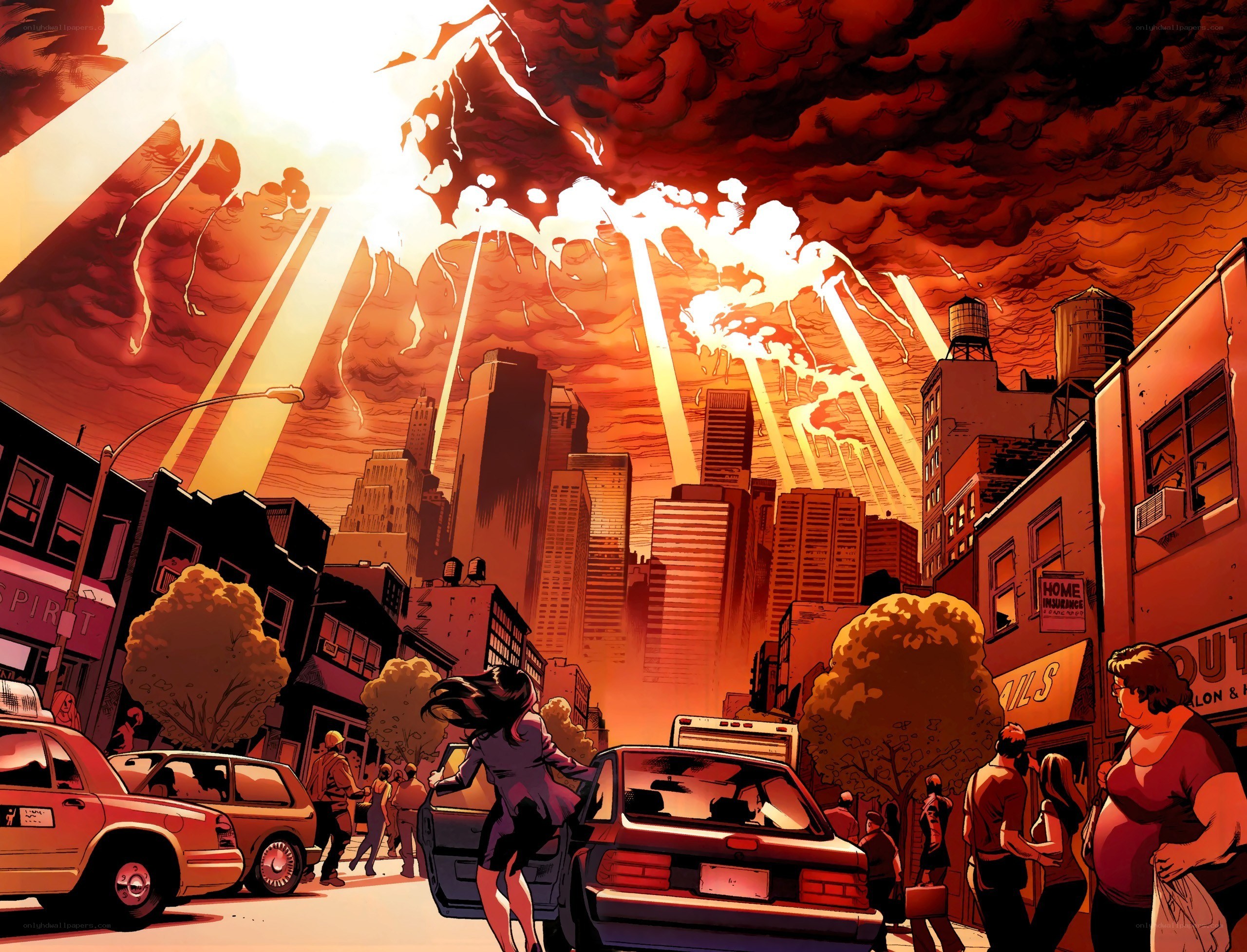 Apocalyptic city street scene