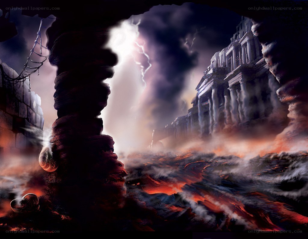 Apocalyptic city under storm