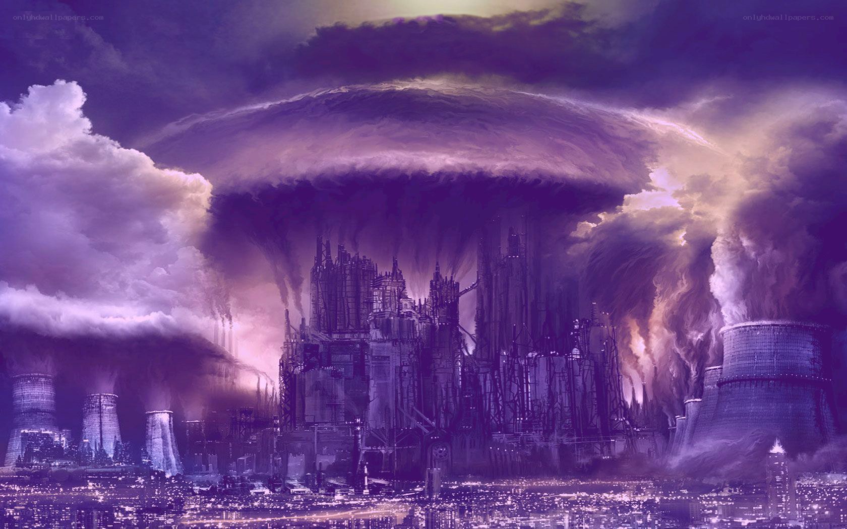 apocalyptic city under storm