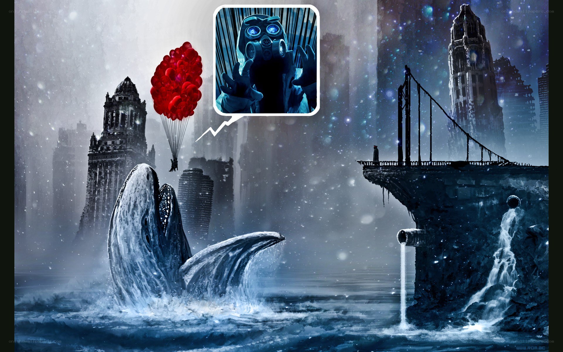 apocalyptic city with whale