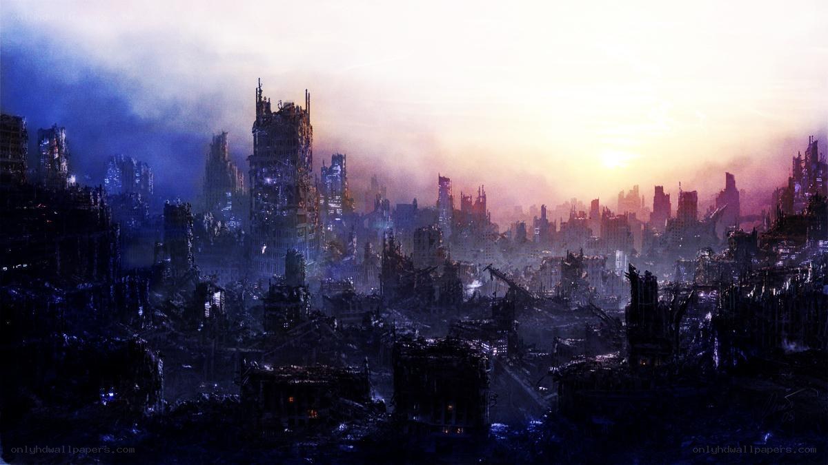 apocalyptic cityscape at dawn