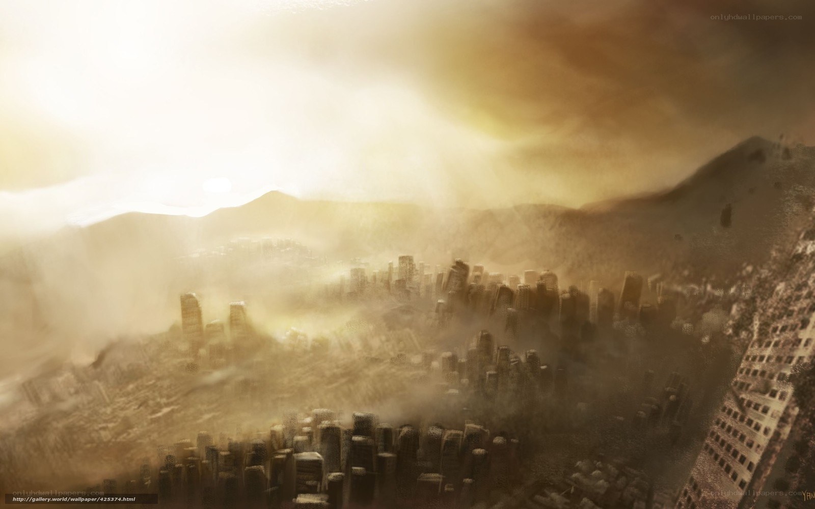 apocalyptic cityscape at dawn