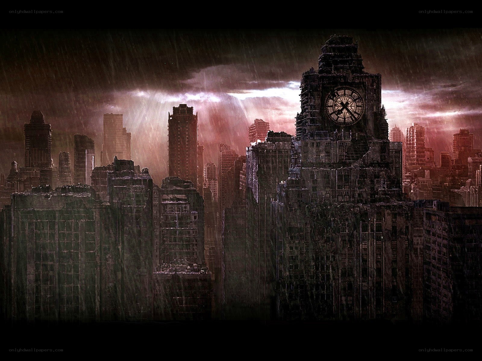 apocalyptic cityscape at dusk