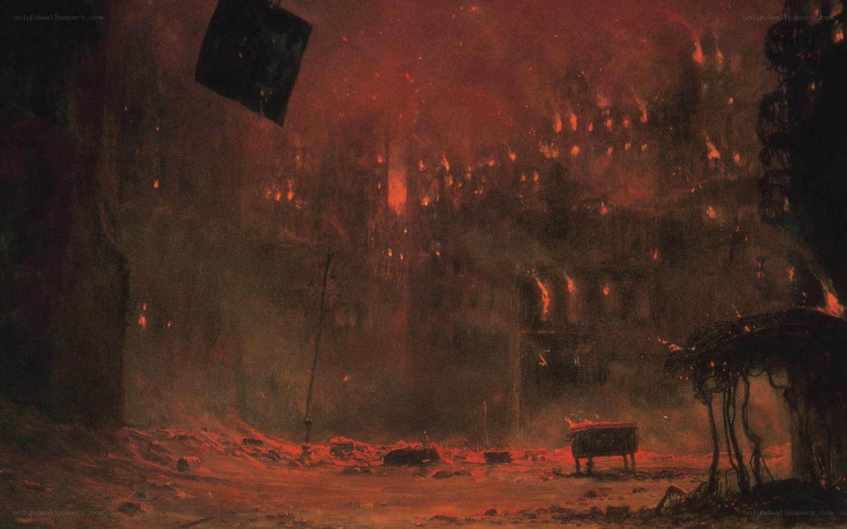 apocalyptic cityscape at night