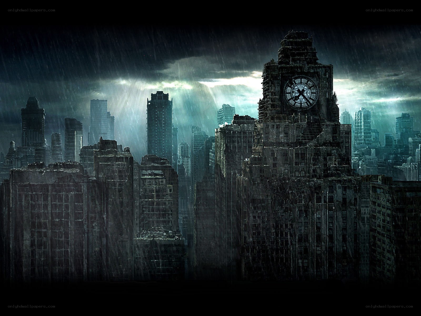apocalyptic cityscape at night