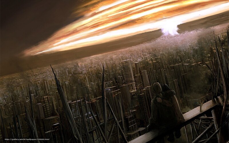 Apocalyptic cityscape view
