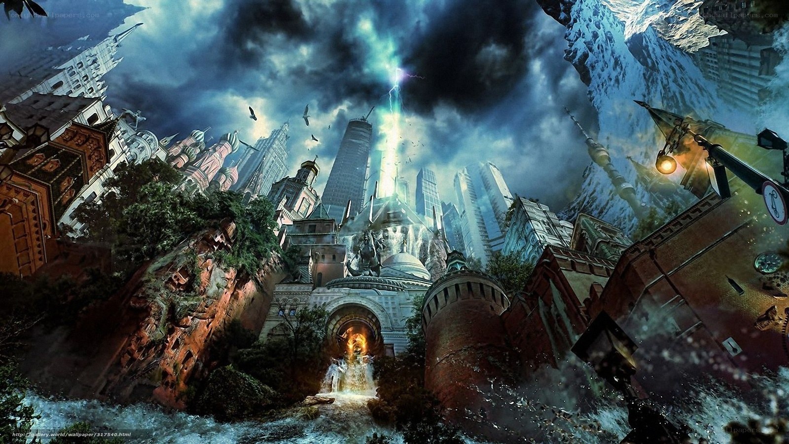 apocalyptic cityscape with lightning