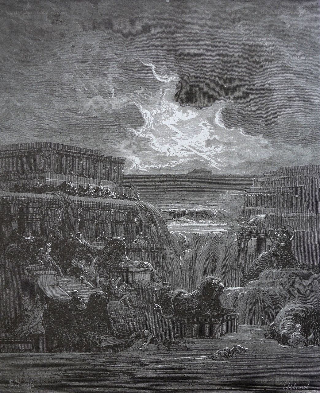 Apocalyptic cityscape with ruins