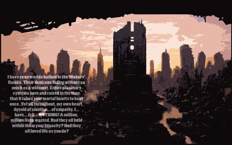 apocalyptic cityscape with text
