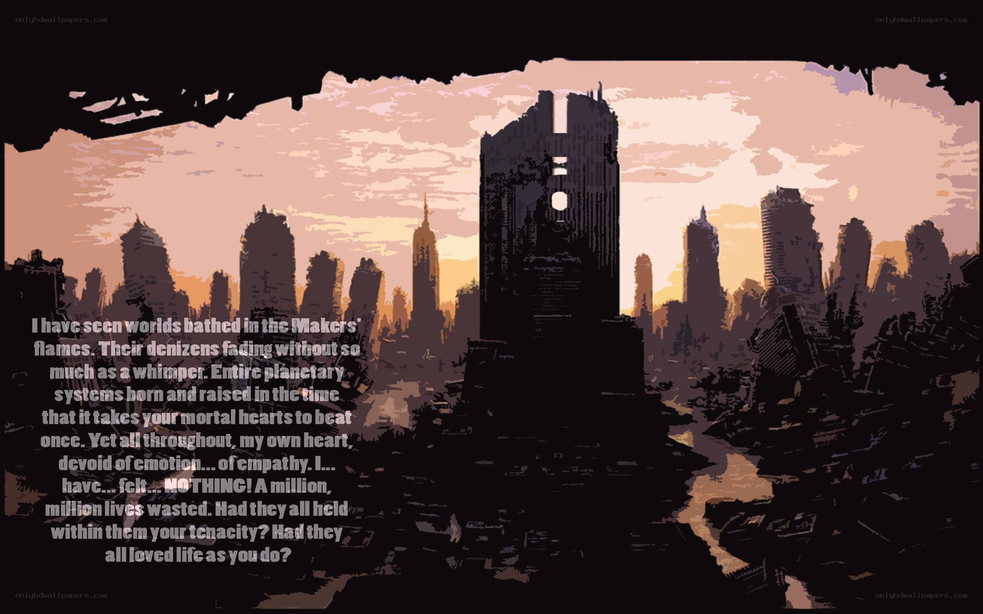 apocalyptic cityscape with text