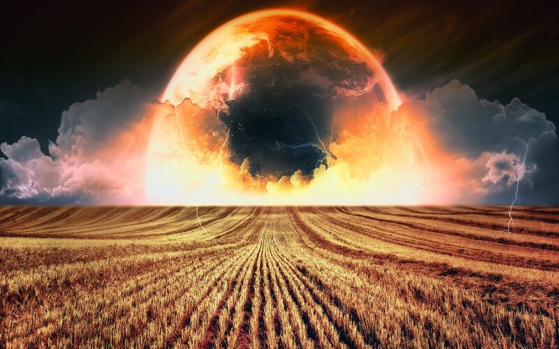 Apocalyptic Earth Over Field