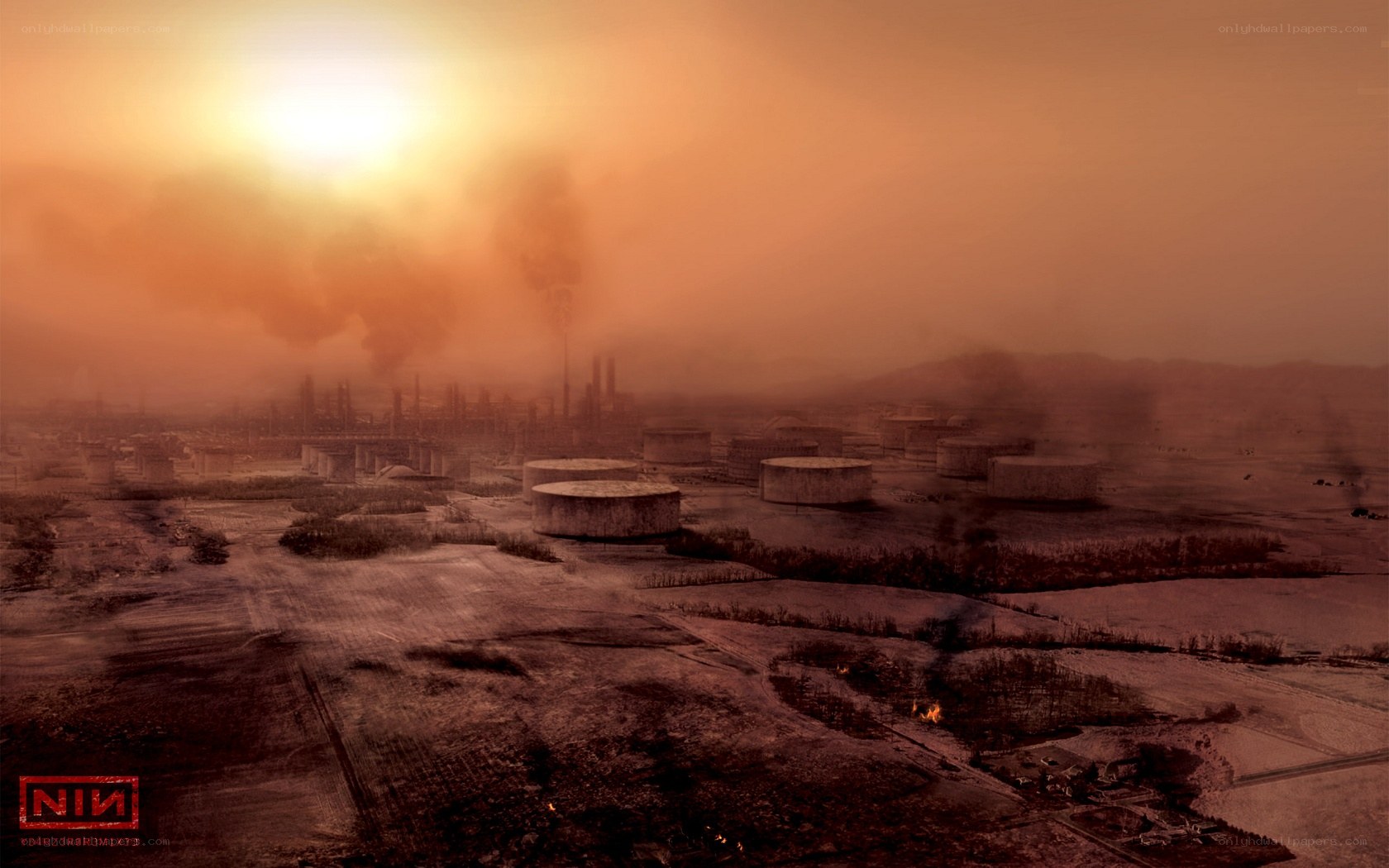 Apocalyptic industrial landscape