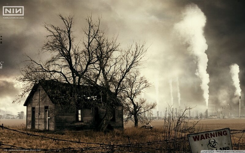 Apocalyptic industrial landscape