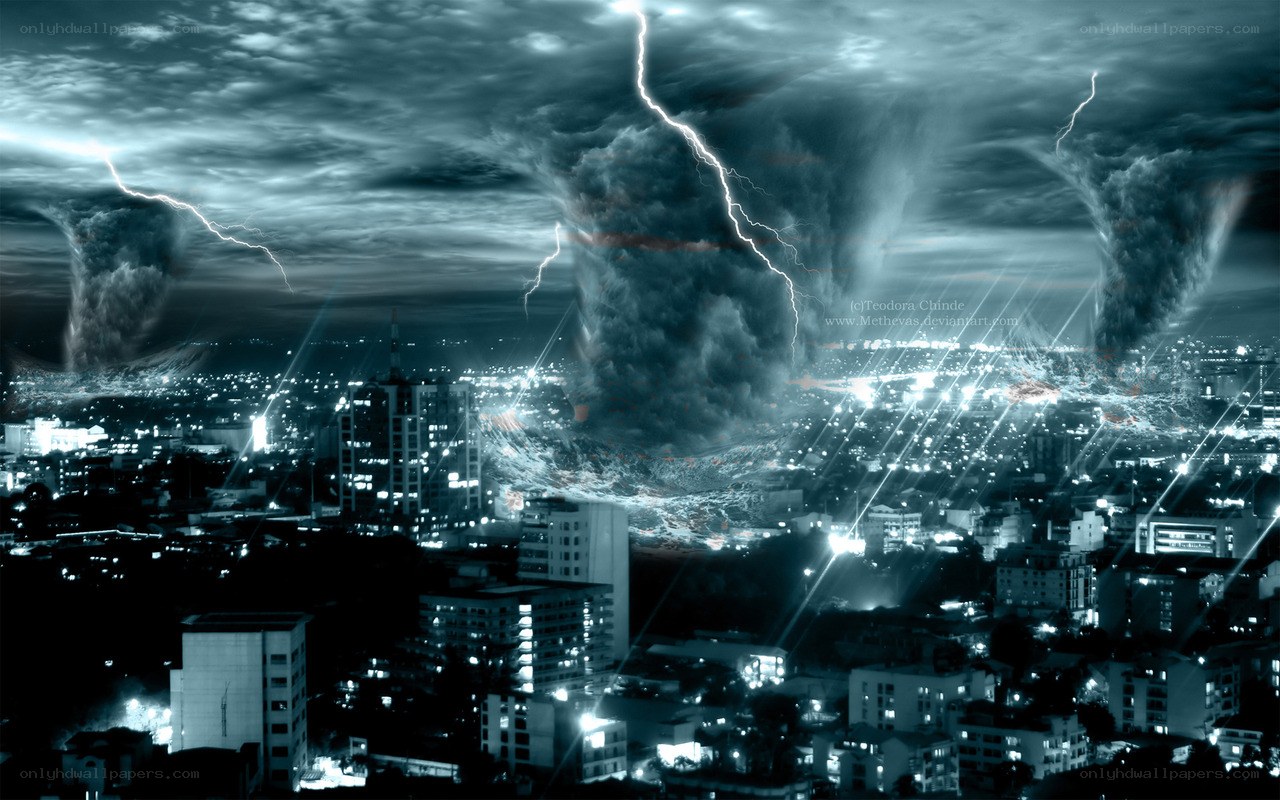 Apocalyptic storm over city