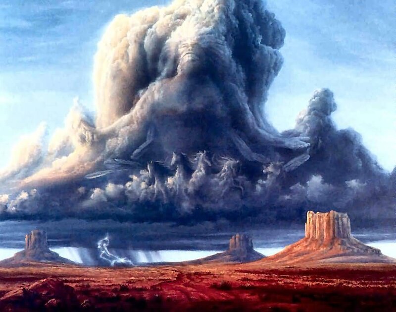 Apocalyptic storm over desert