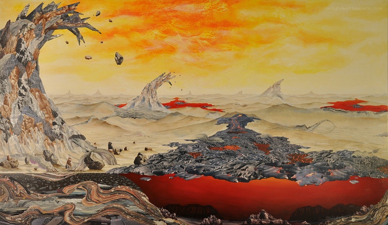 Apocalyptic volcanic landscape