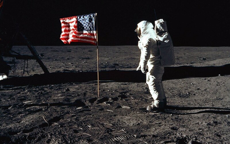 Apollo 11 astronaut on the Moon