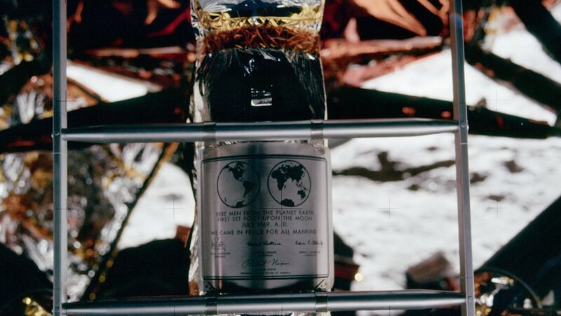Apollo 11 plaque on the Moon
