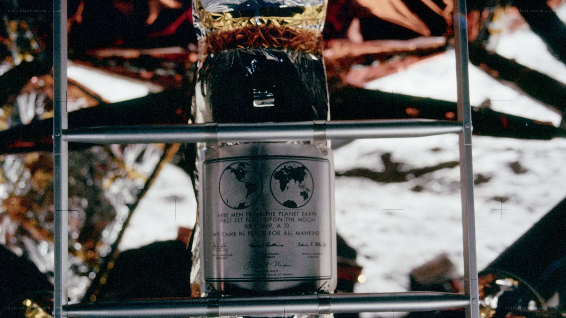 Apollo 11 plaque on the Moon