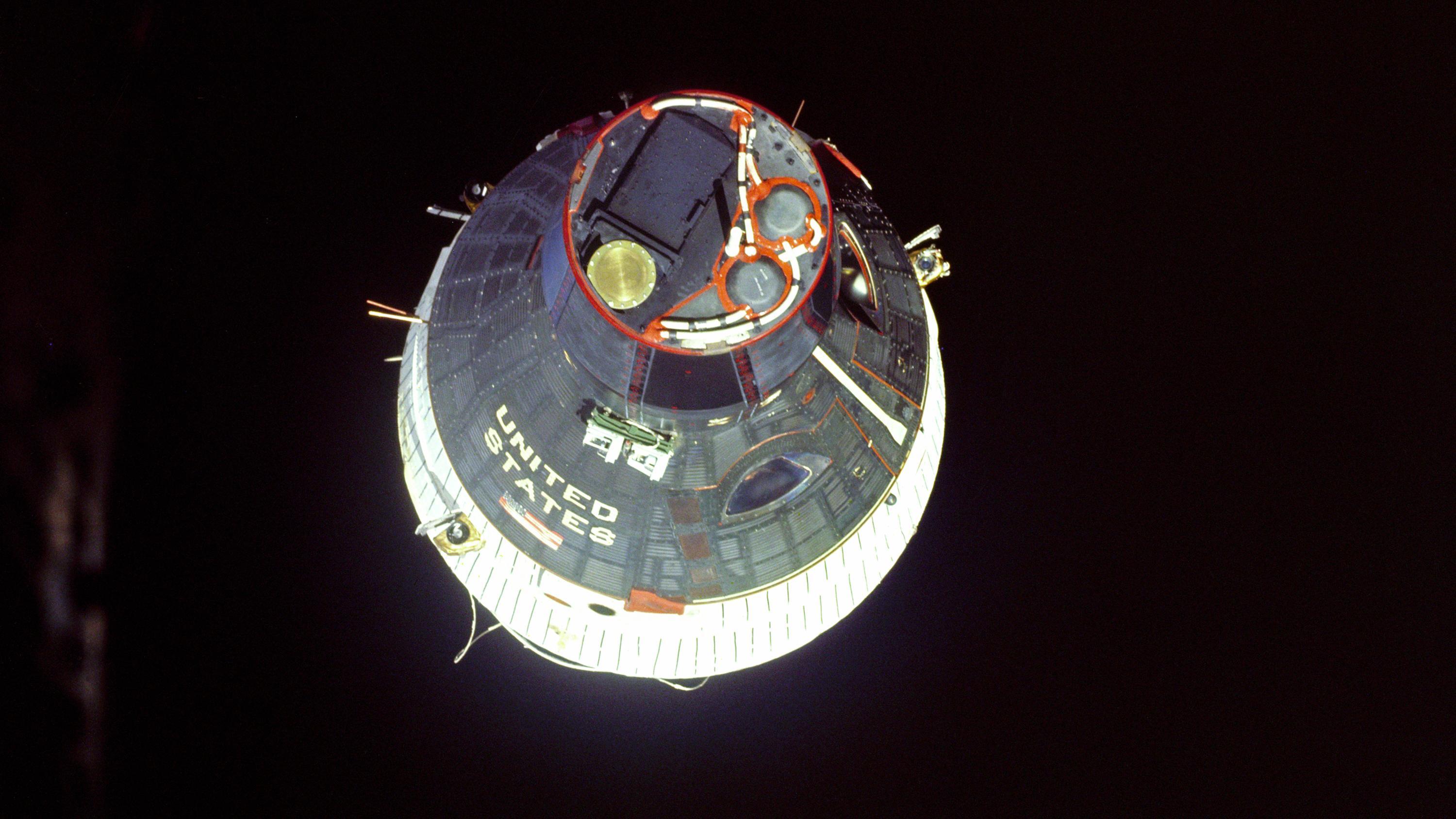 Apollo command module in space