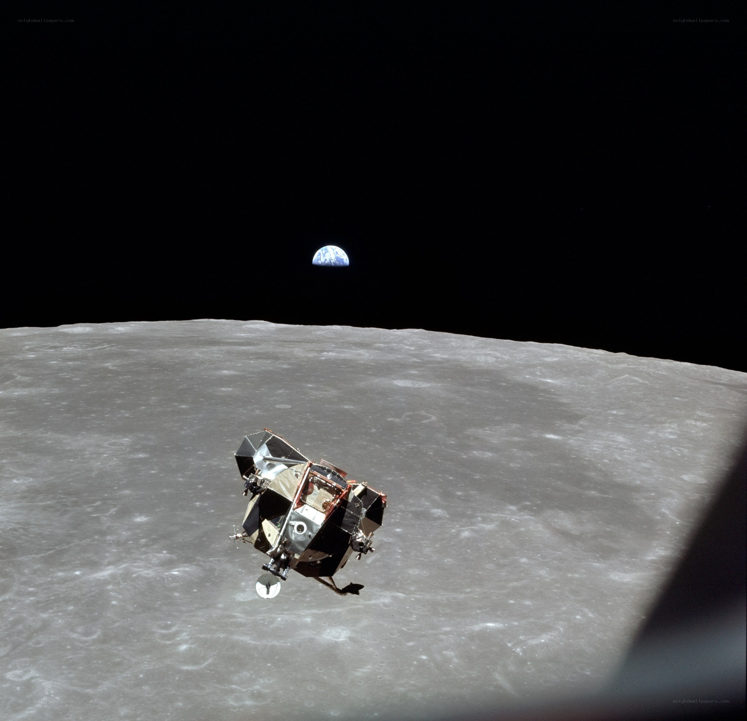 Apollo lunar module above the Moon