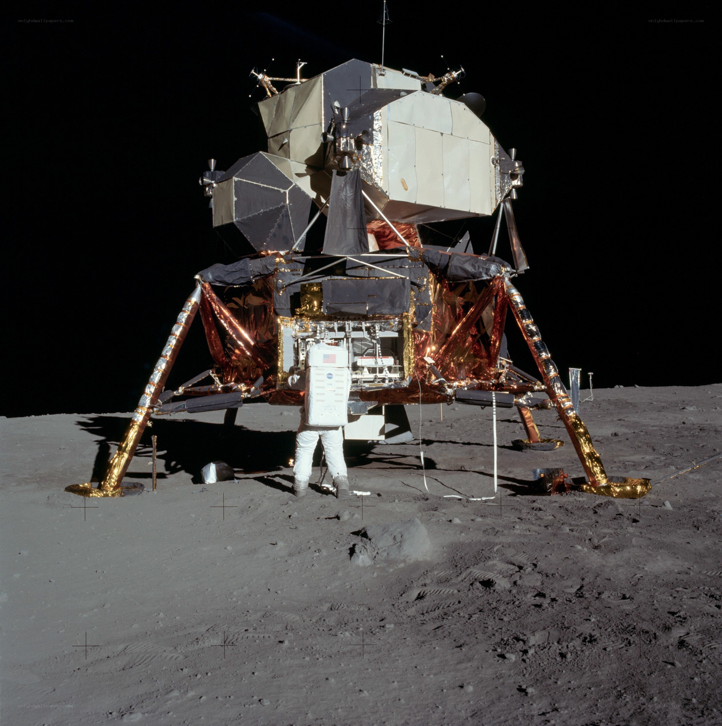 Apollo lunar module on moon