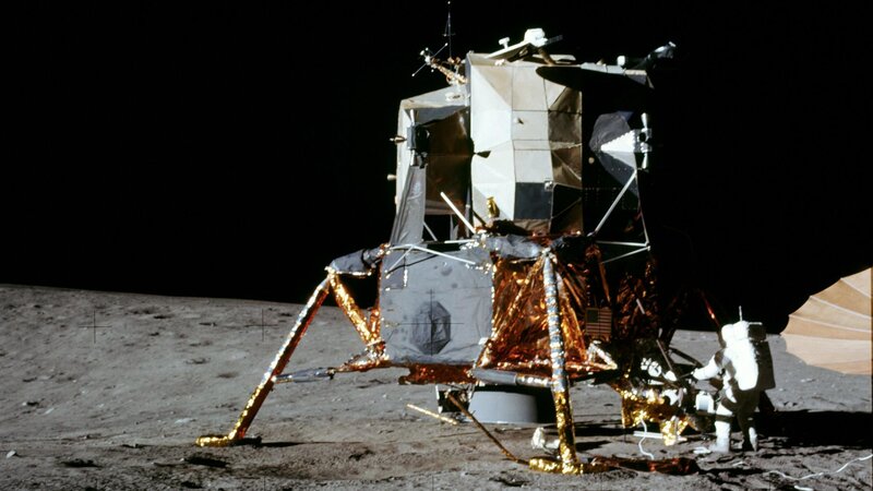 Apollo lunar module on moon surface