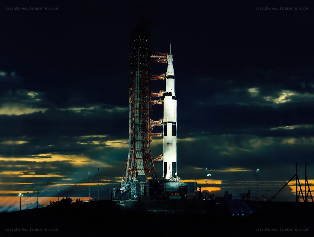 Apollo rocket on launch pad