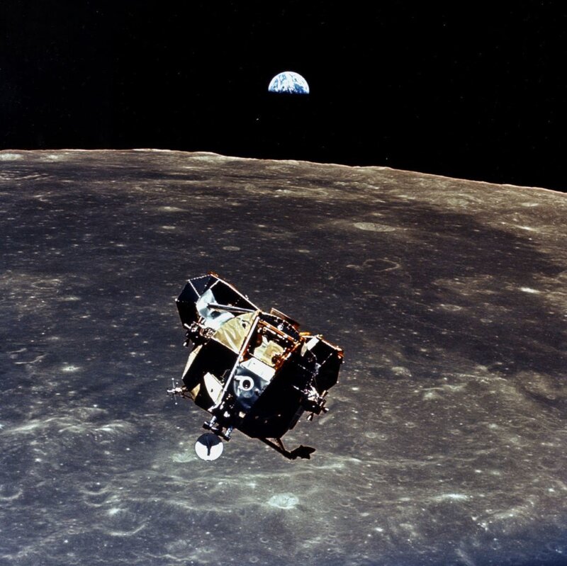 Apollo spacecraft above the Moon